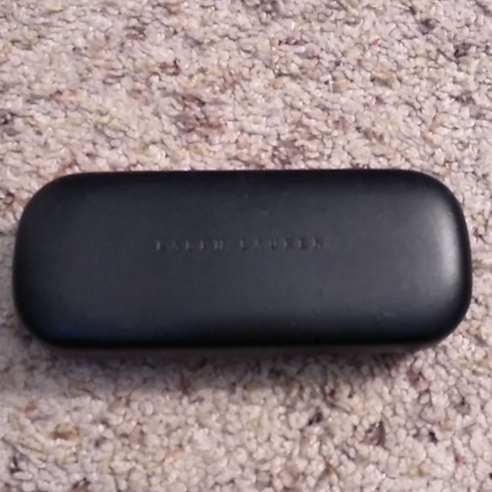 Ralph Lauren signature black leather eyeglasses sunglasses case Y2K